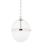 Hudson Valley Lighting - Donnell 1 Light Pendant, Polished Nickel, 15" - Two different types of glass make this pendant feel special and sophisticated. A detailed Aged Brass or Polished Nickel band at the center separates the clear glass above from the opal glossy glass beneath for a visually interesting design that not only draws the eye when unlit, it beautifully pairs a brighter light with a soft glow when lit. This pretty pendant feels right at home styled over the kitchen island.