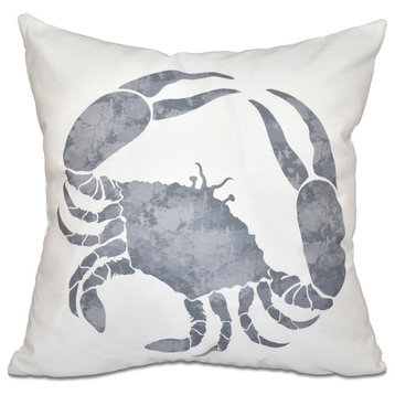 Crab, Animal Print Pillow, Gray, 26"x26"