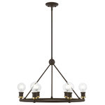 Livex Lighting - Lansdale 6 Light Bronze With Antique Brass Accents Chandelier - Simplicity and attention to detail are the key elements of the Lansdale collection.  The dimensional form, exposed bulbs and combination of finishes adds a playful mood to a contemporary or urban interior. This six light chandelier design gives a new face to any interior.  It is shown in a bronze finish with an antique brass finish accent.
