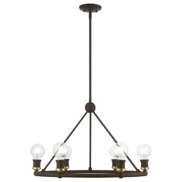 Lansdale 6 Light Bronze With Antique Brass Accents Chandelier