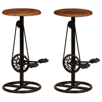 Vidaxl Bar Chairs, Set of 2, Solid Mango Wood
