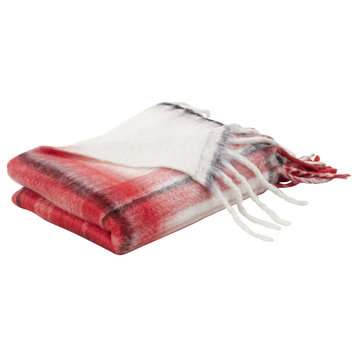 Throw Blanket With Plaid Design, Red, 50"x60"