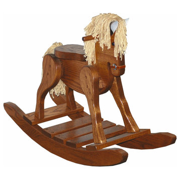 Amish Made Oak Child's Deluxe Rocking Horse