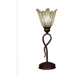 Toltec Lighting - Toltec Lighting 35-BRZ-1025 Leaf - 7" One Light Mini Table Lamp - Leaf Mini Table Lamp Shown In Bronze Finish With 7" Vanilla Leaf Glass.Assembly Required: TRUE Shade Included: TRUE Warranty: 1 Year* Number of Bulbs: 1*Wattage: 75W* BulbType: Medium Base* Bulb Included: No