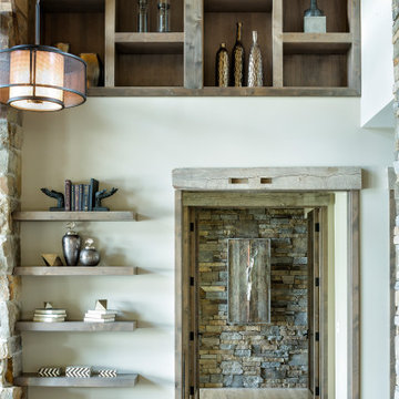 Reclaimed Wood Trim, Paneling, and Flooring in Rustic Modern Hallway