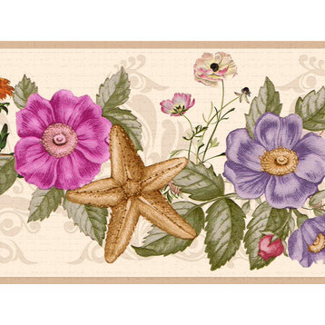 Blooming Flowers Peel and Stick Wallpaper Border 15'x7"