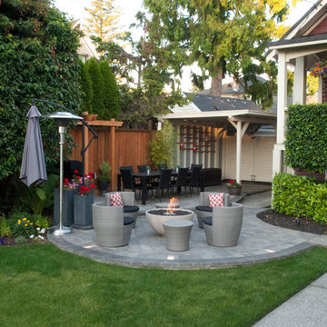 Circular Patio With Firebowl And Patio Lighting