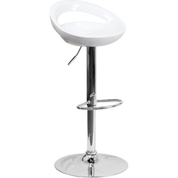 Flash Furniture Contemporary White Plastic Adjustable H Bar Stool