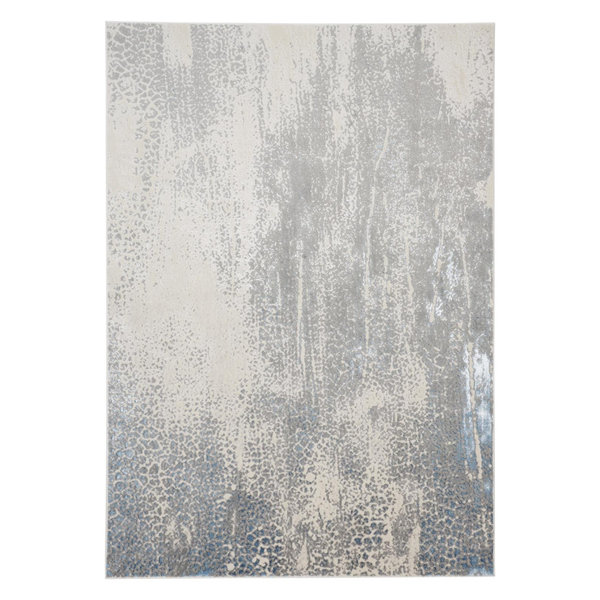 Azure Modern Metallic Watercolor Accent Rug, Teal/Gray/Beige, 1ft-8in x 2ft-10in
