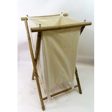 Folding Bamboo Laundry Hamper,  14.5"W x 20"D x 60"H