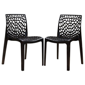 Strata Furniture Karissa Weatherproof Chairs in Black (Set of 2)