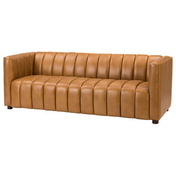 83" Genuine Leather Sofa, Camel