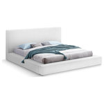 Meridian Furniture - Terra Boucle Fabric Upholstered Bed, White, King - Go for an impressive new look in the bedroom with this Terra boucle fabric bed. This low-profile bed features a slightly high headboard along with thick side rails and footboard-all upholstered in rich white boucle fabric for a luxe look you'll fall in love with. This contemporary bed is bound to cause a stir in the master suite or other bedroom where it instantly becomes the star of the show when paired with the furnishings of your choice.
