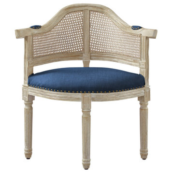 Rustic Manor Ayush Accent Chair, Linen, Navy