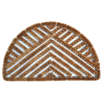 Imports Decor Coir And Metal Semi Circle Triangle Door Mat With Brown 853SDM