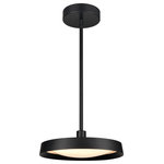 Elk Home - Nancy 13.75'' Wide LED Pendant Matte Black - The generous size of this fixture makes it a perfect statement light for over your homes With the overall dimensions of 13.75W X 13.75D X 4H and a maximum height of 49 inches. This fixture comes with 6 feet of cord and (1) 6 inch (3) 12 inch extension rods which are adjustable to fit your needs. Uses 22 watt Integrated LED giving off 2200 lumen 3000K and 90CRI. This fixture uses approx. 40.15 kilowatts annually and only approximately $4.02 yearly to run that is only .33 cents per month for each LED!! (based on 10 hours a day usage at national average) The conservative design of the Nancy collection allows for such versatility in styling. The puck shaped metal shade holds a frosted glass diffuser, sleek lines finished in matte black compliment and finish off the look. The Nancy collection can be used in a variety of designs including Contemporary, Modern, Japandi, and more.