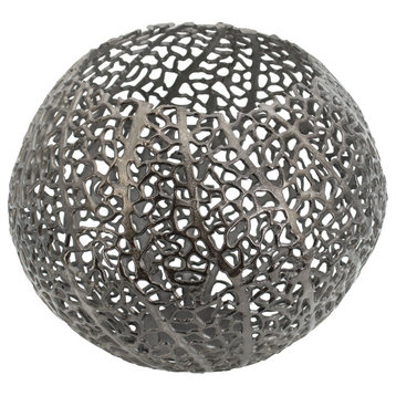 Aluminum Coral Round Ball Vase 16x16x9"