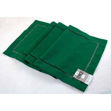 Stylish Solid Color with Hemstitched Border Table Runner, Emerald, 14"x72"