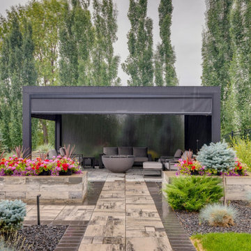 Freestanding Pergola with Phantom Screens & Pergola Over Deck Seating Area