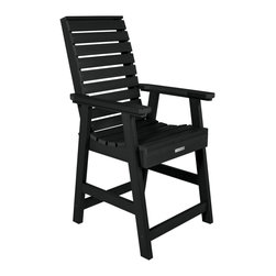 Highwood USA - Weatherly Counter-Height Armchair, Black - Outdoor Bar Stools And Counter Stools