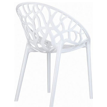 Crystal Polycarbonate Modern Dining Chair, Set of 2, Glossy White