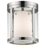 Z-Lite - Willow 3 Light Flush Mount, Chrome - Clean, graceful lines of the arms + glass shades define the Willow family. Chrome fixtures and inner matte opal with clear outer glass shades create clean and unique designs.