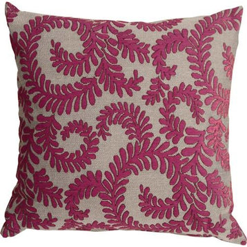Pillow Decor - Brackendale Ferns Pink Throw Pillow