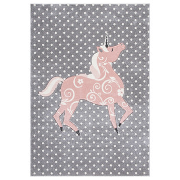 Safavieh Carousel Kids Crk163G Kids Rug, Gray and Ivory and Pink, 2'0"x3'0"