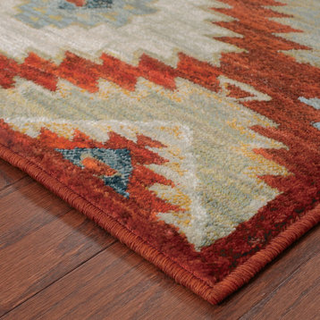 Casa Southwest Tribal Red and Multi Rug, 1'10"x3'0"