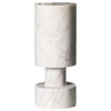 Elegant White Marble Round Reversible Pillar Candle Holder Vase Minimalist Stone