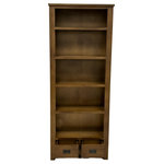 Crafters and Weavers - Mission Quarter Sawn Oak Open Shelf Bookcase - Walnut - Our Mission / Arts & Crafts style furniture is made with attention to detail and expertise like that of 100 year old Stickley.