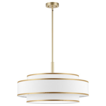 5-Light Dimmable Drum Chandelier with Double Shades, Gold