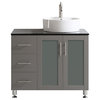 Tuscany 36" Single Vanity With Glass Countertop, Gray, Without Mirror