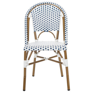 Joanne Indoor/Outdoor Side Chair, Set of 2, Blue/White/Light Brown