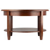 Concord Round Coffee Table With Drawer and Shelf