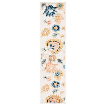 Safavieh Metro Met112A Floral/Country Rug, Ivory/Gray, 2'3"x9'