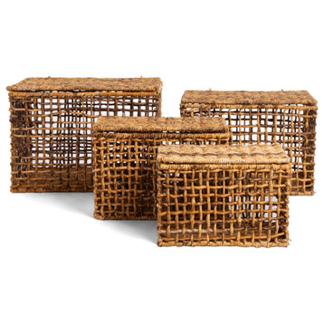 Rectangular Modern Weave Basket Set, 4, dBodhi Rinjani, Brown