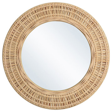 Bamboo Breeze Decorative Mirror Natural Woven Bamboo Frame