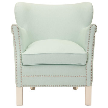Safavieh Jenny Arm Chair, Robins Egg Blue, Ivory, Fabric