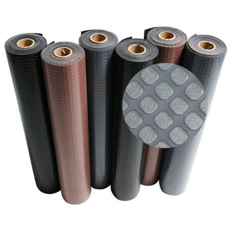 Rubber-Cal "Block-Grip" Rubber Flooring  - 3 Colors - Available in 17 Lengths, Brown, 4ft W X 40ft L