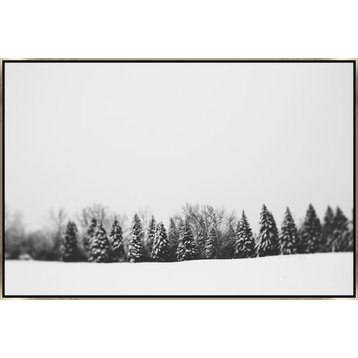 54x36 Pine Line, Framed Artwork, Silver