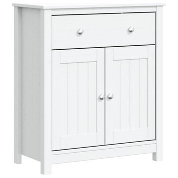 vidaXL Bathroom Cabinet Floor Cabinet With Drawer BERG White Solid Wood Pine