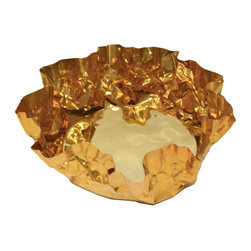 Brunei W-01694A1 8" Solid Brass Crinkle Bowl in Gold Finish - Decorative Bowls