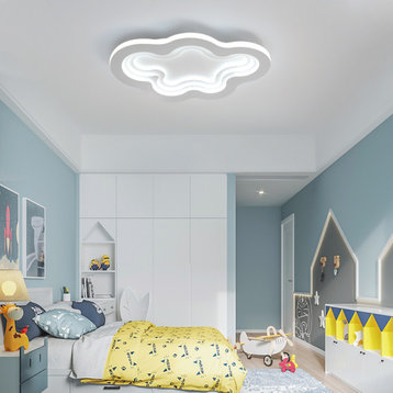 Minimalist Cloud LED Ceiling Light For Kids Room, Living Room, Study, L23.6xw15.7xh2.0", Brightness Dimmable