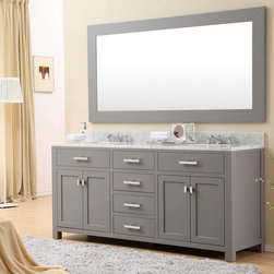 Daston 72 inch Gray Double Sink Bathroom Vanity Carrara White Marble Top - Bathroom Vanities And Sink Consoles