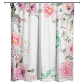 Spring Floral Border 3 71x74 Shower Curtain