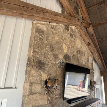 Original Face Sawn Box Beams and Original Face Reclaimed Antique Heart Pine Soli