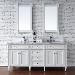 72 inch Double Sink Bathroom Vanity Cottage White Finish No Top - Bathroom Vanities And Sink Consoles
