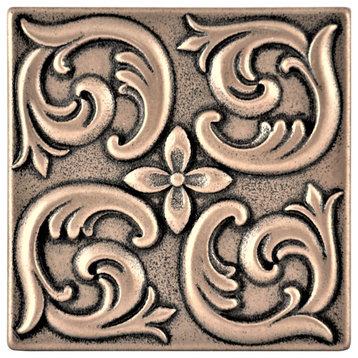 Moroccon Metal Insert Tile 2"x2", Set of 8, Bronze