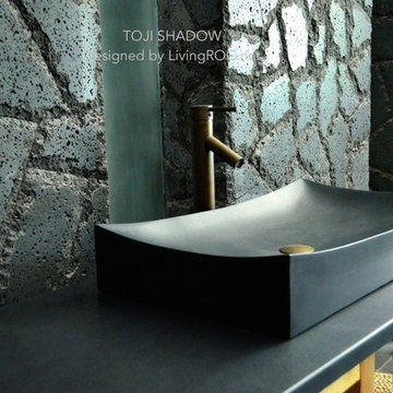 TOJI SHADOW 27"X16" BLACK GRANITE BATHROOM VESSEL SINK